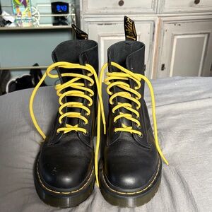 Dr. Martens Black Lace Up Boots with Yellow Laces
